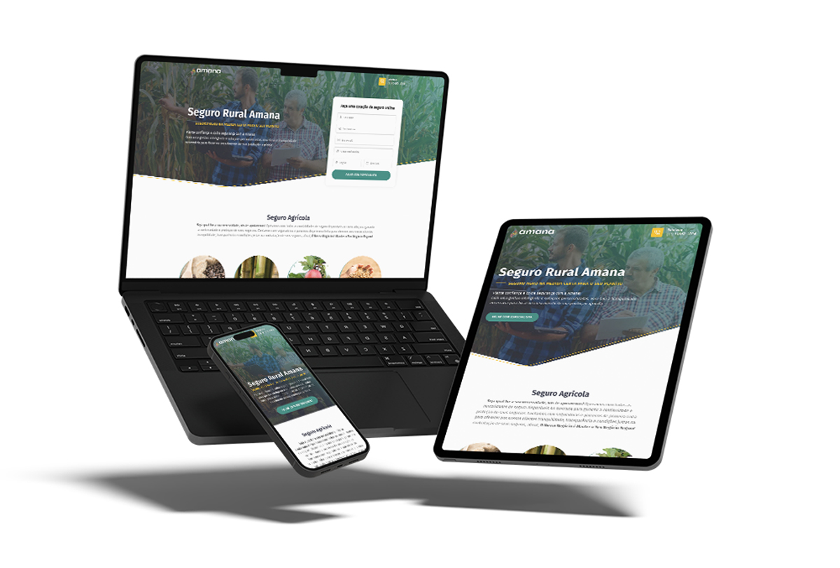 Interface da landing page da Amana Campo Interface da landing page da Amana Campo