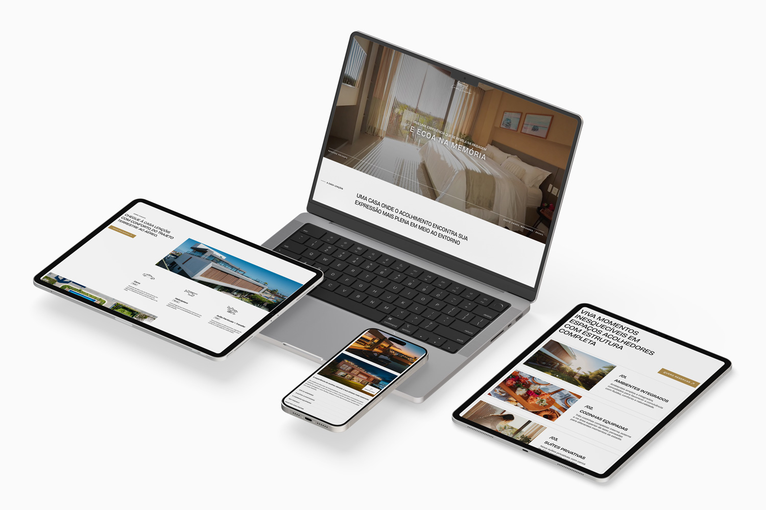 Interface da landing page da Casa Lençóis