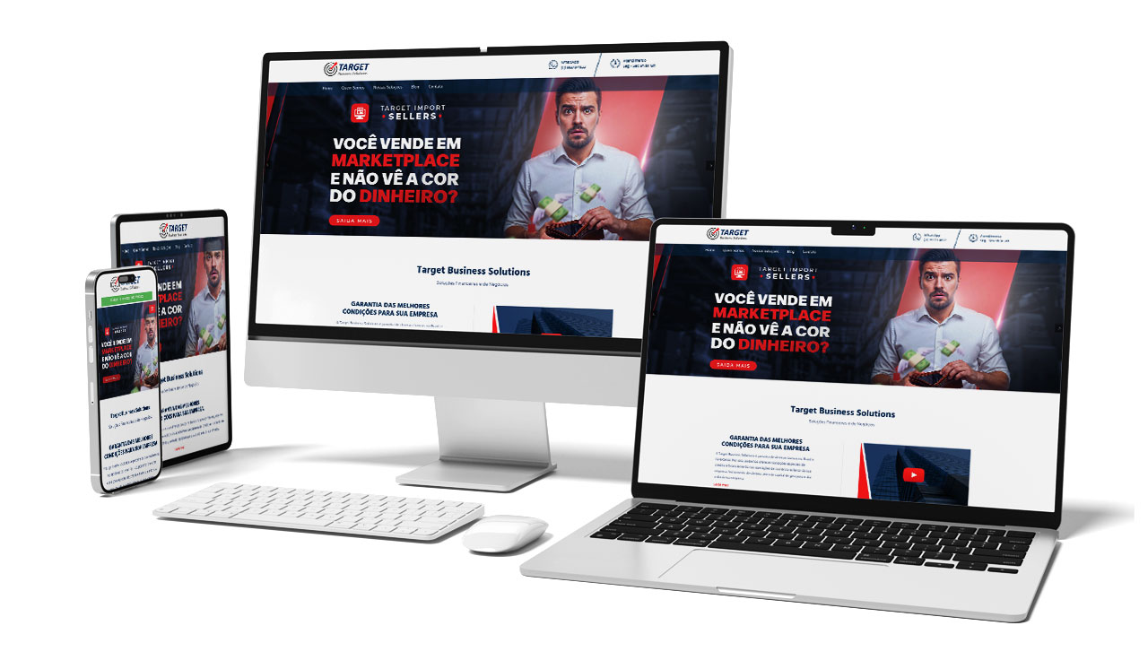 Interface do site institucional da Target Solutions