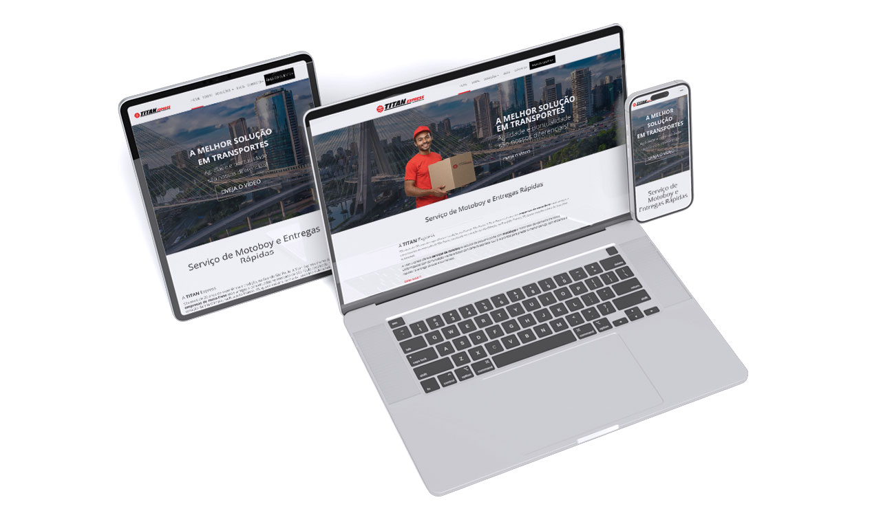 Interface do site Institucional da Titan Express